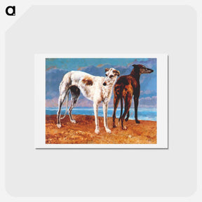 アートポストカード-Greyhounds of Comte de Choiseul - ギュスターヴ クールベ Postcard.