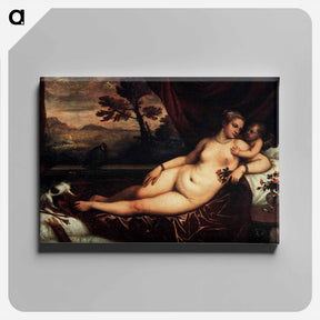 アートパネル-Venus and Cupid - ティツィアーノ ヴェチェッリオ Canvas.