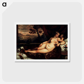 アートポストカード-Venus and Cupid - ティツィアーノ ヴェチェッリオ Postcard.