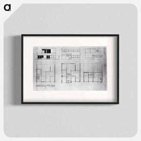 アートポスター-Design for a house and studio for Bertalan Pór, elevations and plans - テオ ファン ドゥースブルフ Poster.