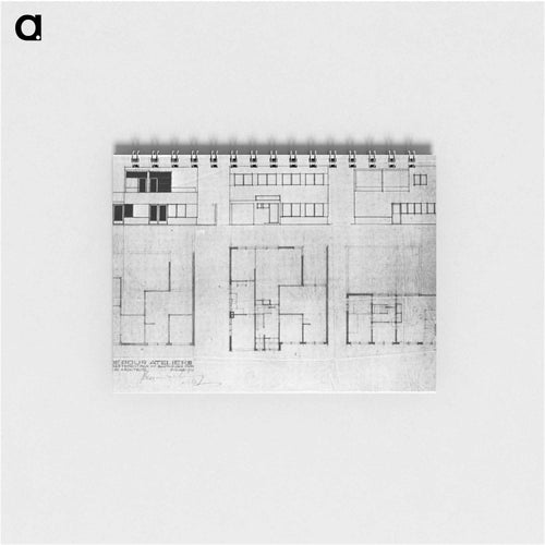 Design for a house and studio for Bertalan Pór, elevations and plans - テオ ファン ドゥースブルフ Memo.