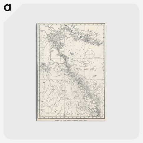 アートポストカード-Chart of the Great Barrier Reef Area - アンティーク地図 Postcard.