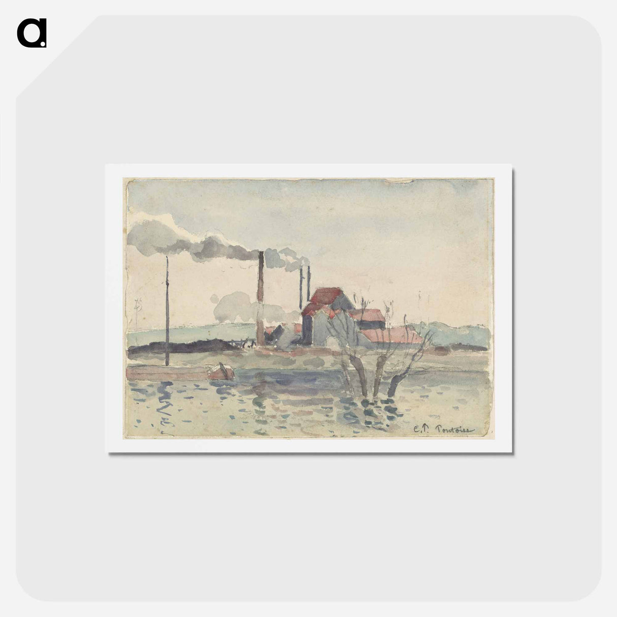 アートポストカード-Factory on the Oise at Pontoise - カミーユ ピサロ Postcard.