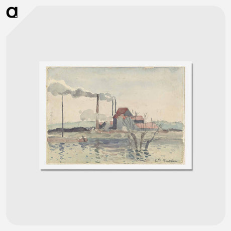 アートポストカード-Factory on the Oise at Pontoise - カミーユ ピサロ Postcard.