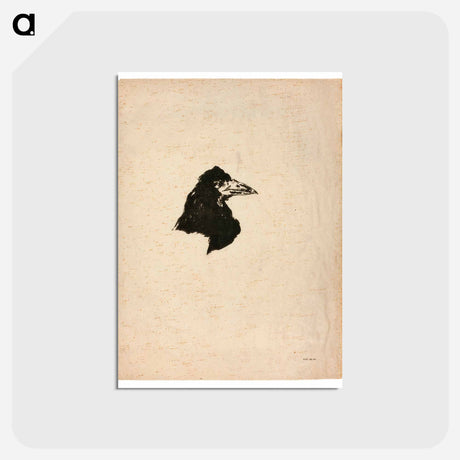アートポストカード-Head of a Raven in Profile, from The Raven (Le Corbeau) by Édouard Manet - エドゥアール マネ Postcard.
