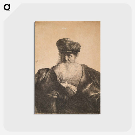 アートポストカード-Head and Torso of Seated Old Man - レンブラント ファン レイン Postcard.