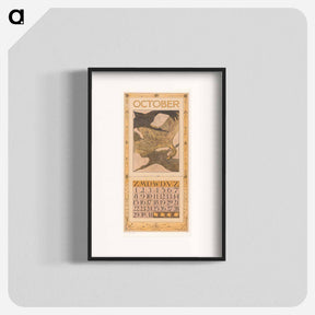 アートポスター-Kalenderblad oktober met drie vogels - テオ ヴァン ホイテマ Poster.