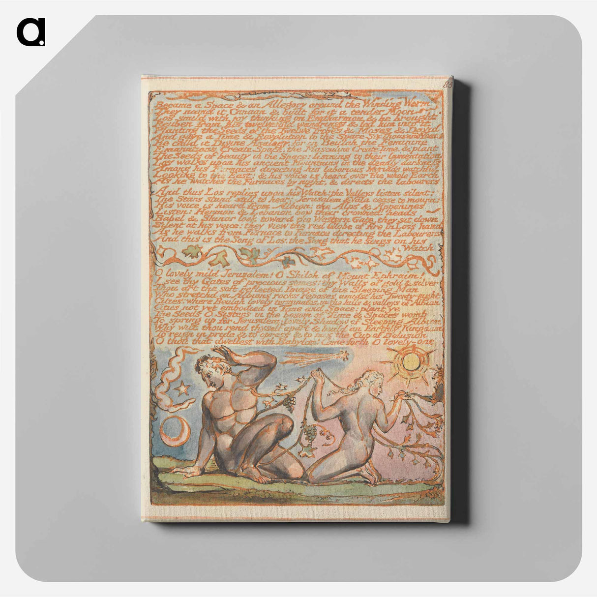 アートパネル-Jerusalem, Plate 85, "Became a Space & an Allegory" - ウィリアム ブレイク Canvas.
