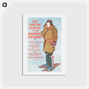 アートポストカード-On Snow Shoes to The Barren Grounds - エドワード ペンフィールド Postcard.