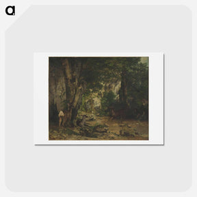 アートポストカード-Shelter of Deers at Plaisir Fontaine Creek - ギュスターヴ クールベ Postcard.