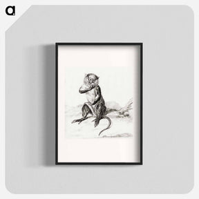 アートポスター-Sitting monkey, eating a fruit - ジャン ベルナール Poster.