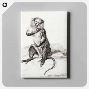 アートパネル-Sitting monkey, eating a fruit - ジャン ベルナール Canvas.