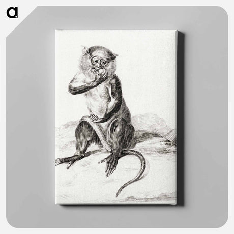 アートパネル-Sitting monkey, eating a fruit - ジャン ベルナール Canvas.