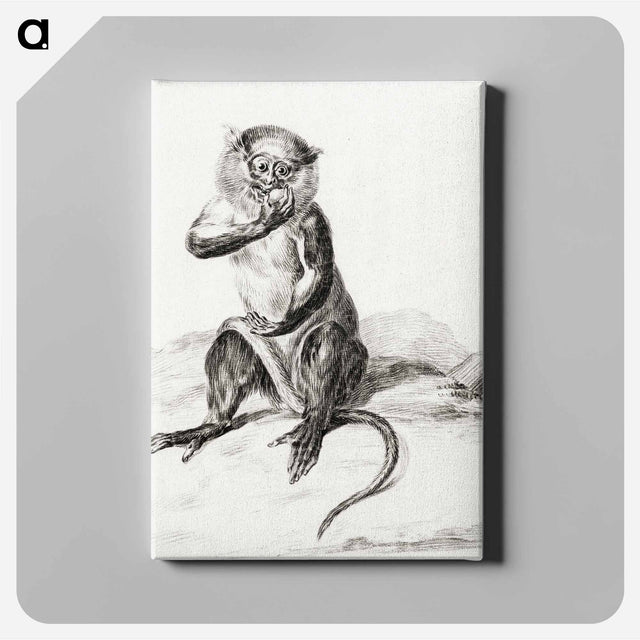 アートパネル-Sitting monkey, eating a fruit - ジャン ベルナール Canvas.