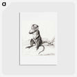 アートポストカード-Sitting monkey, eating a fruit - ジャン ベルナール Postcard.
