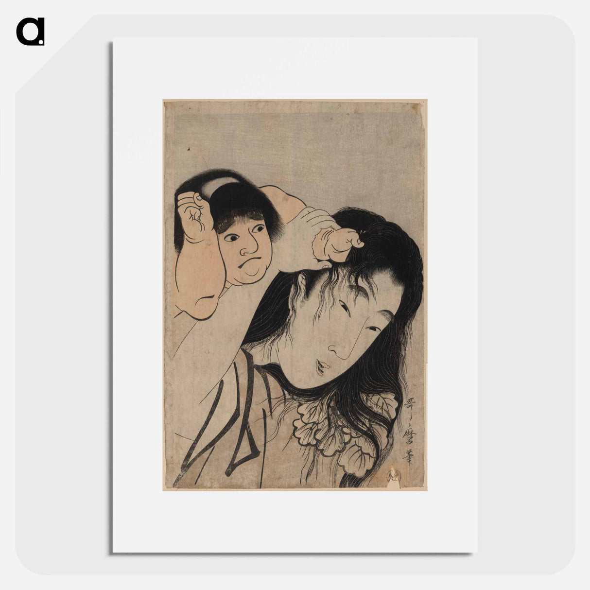 Yamauba no kami o tsukamu kintaro - 喜多川 歌麿 Poster.