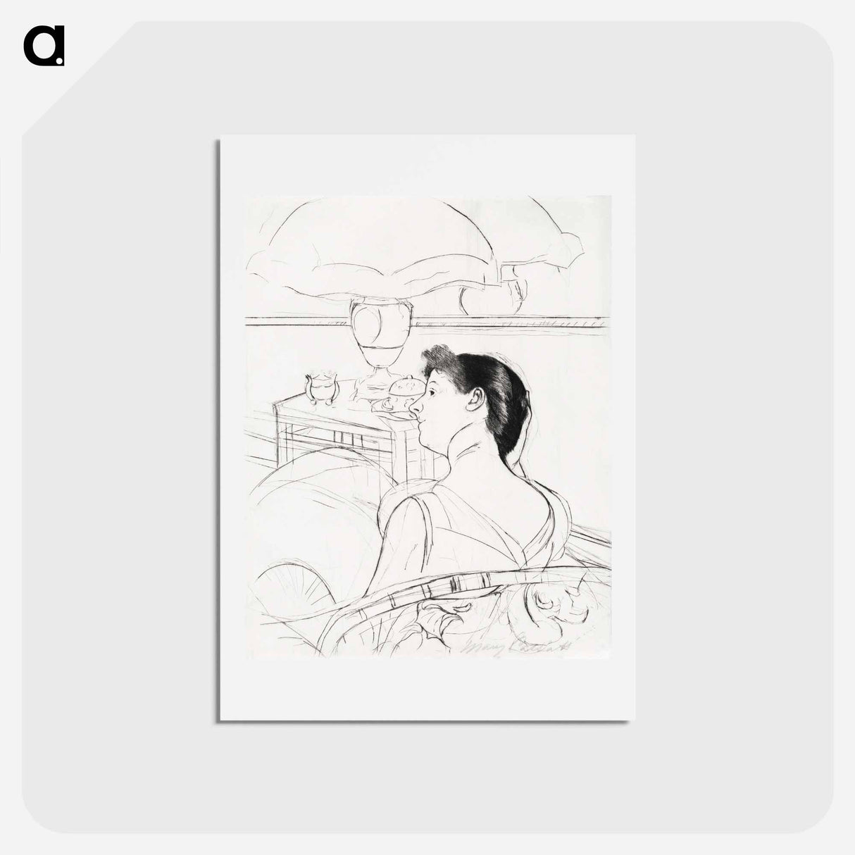 アートポストカード-The Lamp - メアリー カサット Postcard.