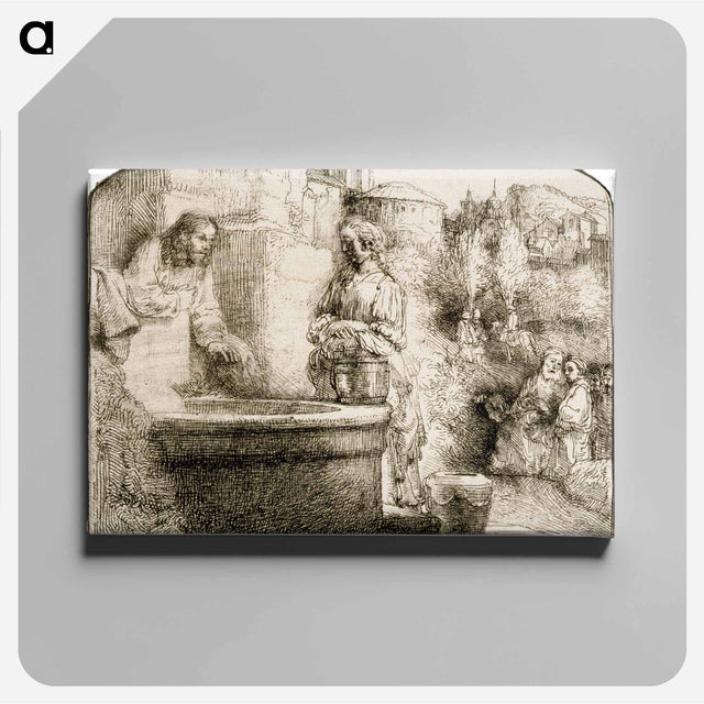 アートパネル-Christ and the woman of samaria - レンブラント ファン レイン Canvas.