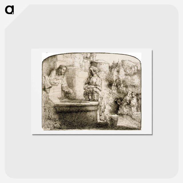 アートポストカード-Christ and the woman of samaria - レンブラント ファン レイン Postcard.