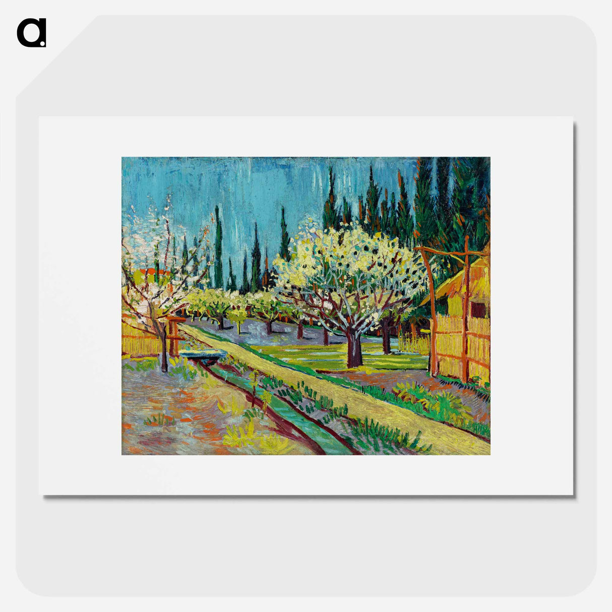 Orchard Bordered by Cypresses - Vincent van Gogh Poster.