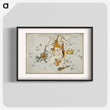 Sidney Hall’s astronomical chart illustration of the Hercules and the Corona Borealis - アンティーク地図 Poster.