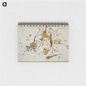 アートメモ帳-Sidney Hall’s astronomical chart illustration of the Hercules and the Corona Borealis - アンティーク地図 Memo.