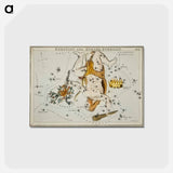 アートポストカード-Sidney Hall’s astronomical chart illustration of the Hercules and the Corona Borealis - アンティーク地図 Postcard.