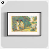 Bathers Tending Geese - カミーユ ピサロ Poster.