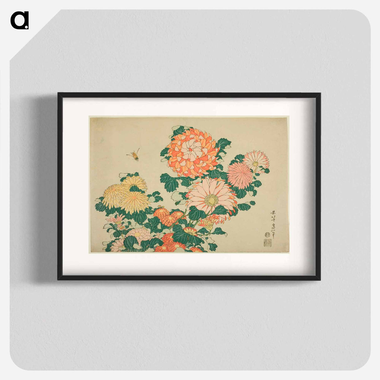 Hokusai's chrysanthemums and bees - Katsushika Hokusai Poster.