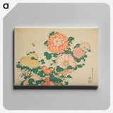 Hokusai's chrysanthemums and bees - 葛飾 北斎 Canvas.