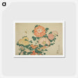 アートポストカード-Hokusai's chrysanthemums and bees - 葛飾 北斎 Postcard.