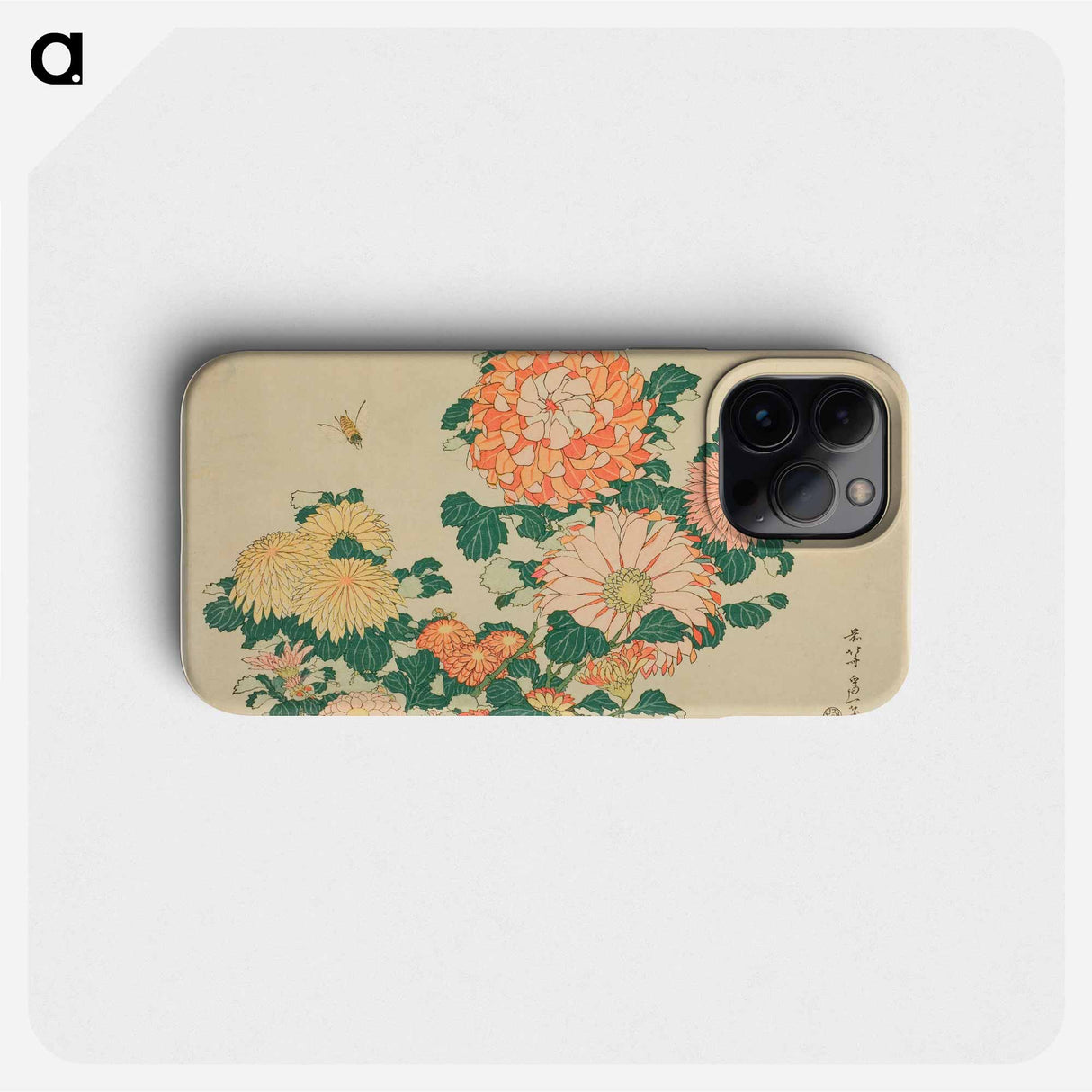 Hokusai's chrysanthemums and bees - Katsushika Hokusai Phone Case.