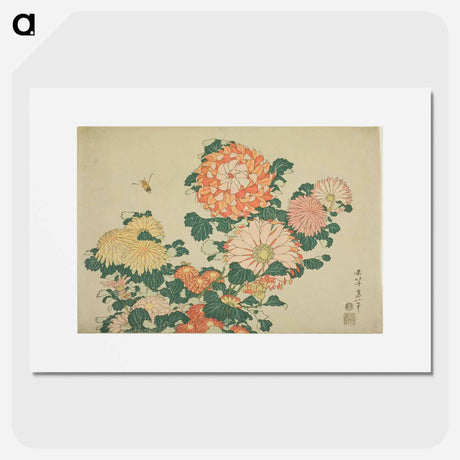 アートポスター-Hokusai's chrysanthemums and bees - 葛飾 北斎 Poster.