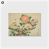 アートポストカード-Hokusai's chrysanthemums and bees - 葛飾 北斎 Postcard.