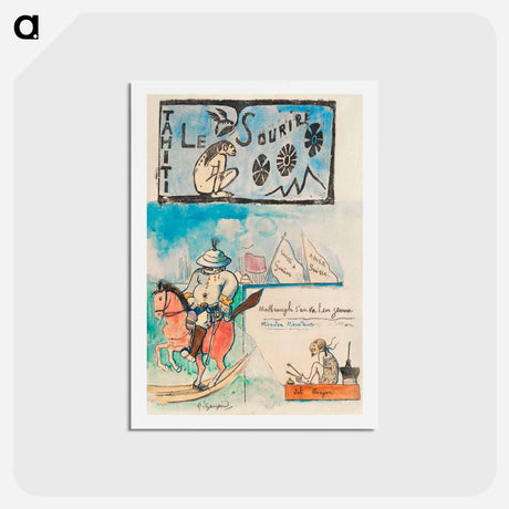 アートポストカード-Caricatures of Gauguin and Governor Gallet, with headpiece from Le sourire - ポール ゴーギャン Postcard.