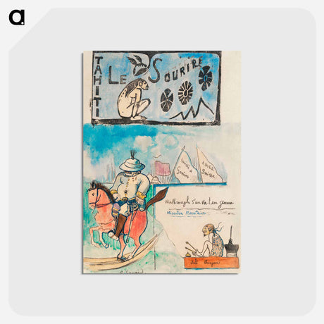 アートポストカード-Caricatures of Gauguin and Governor Gallet, with headpiece from Le sourire - ポール ゴーギャン Postcard.