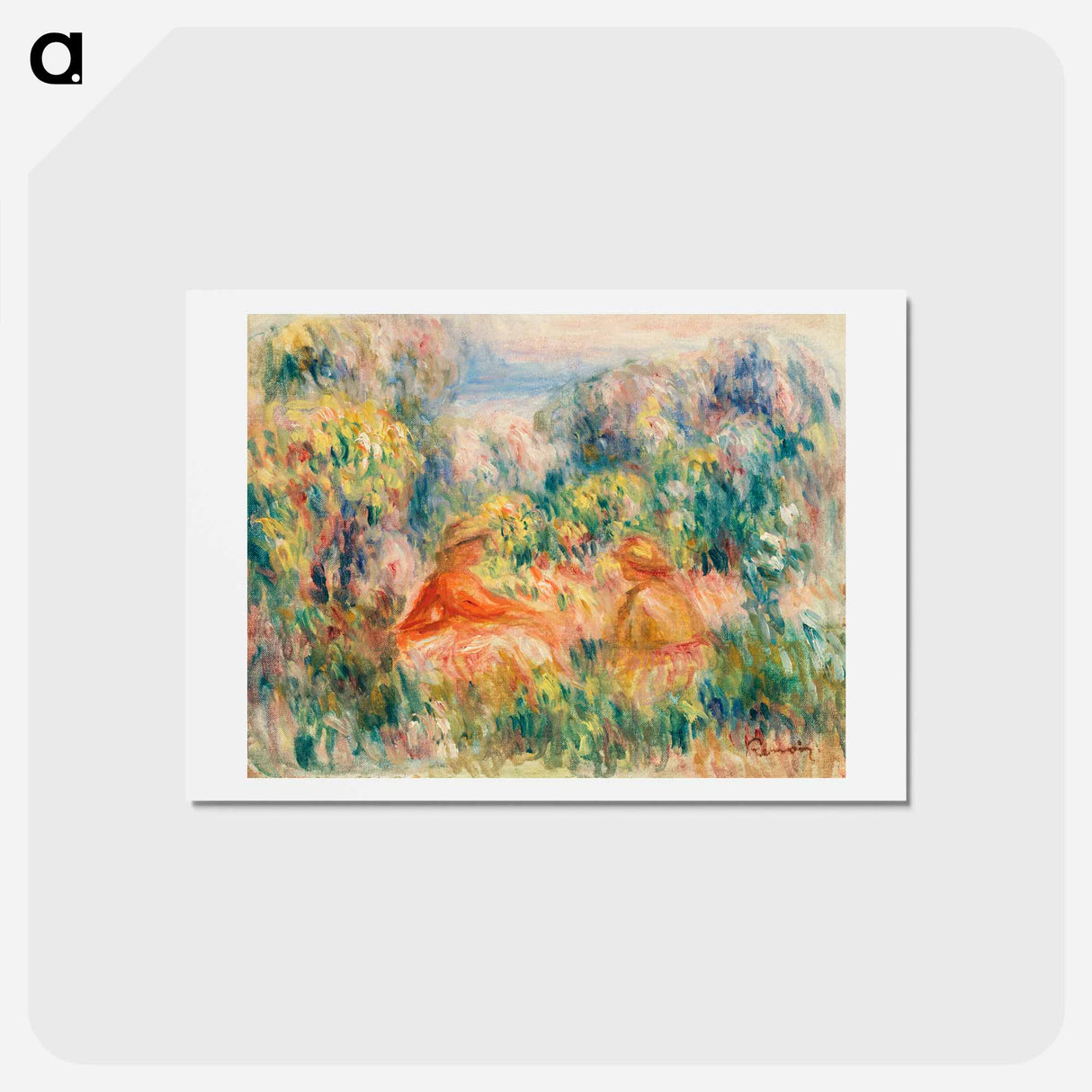 アートポストカード-Two Women in a Landscape - ピエール オーギュスト ルノワール Postcard.
