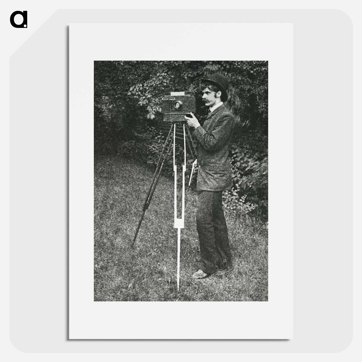Self-Portrait with camera, tripod and pistol - アルフレッド スティーグリッツ Poster.