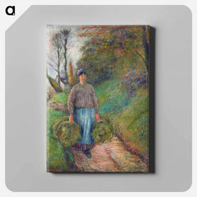 アートパネル-Peasant Woman Carrying Two Bundles of Hay - カミーユ ピサロ Canvas.