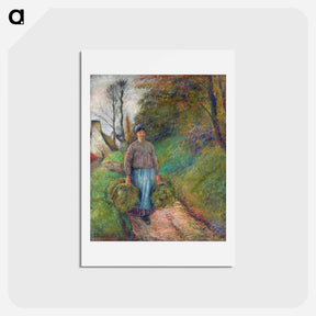 アートポストカード-Peasant Woman Carrying Two Bundles of Hay - カミーユ ピサロ Postcard.
