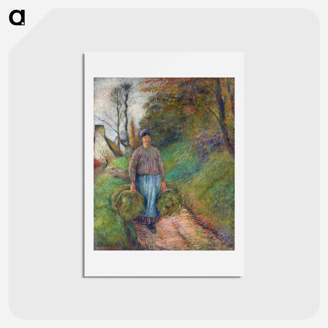 アートポストカード-Peasant Woman Carrying Two Bundles of Hay - カミーユ ピサロ Postcard.