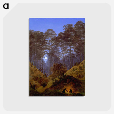 アートポストカード-Inside the Forest under the moonlight - カスパー ダーヴィト フリードリヒ Postcard.