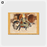 アートポストカード-Scene after Georges Stabs Himself with the Scissors - チャールズ デムス Postcard.