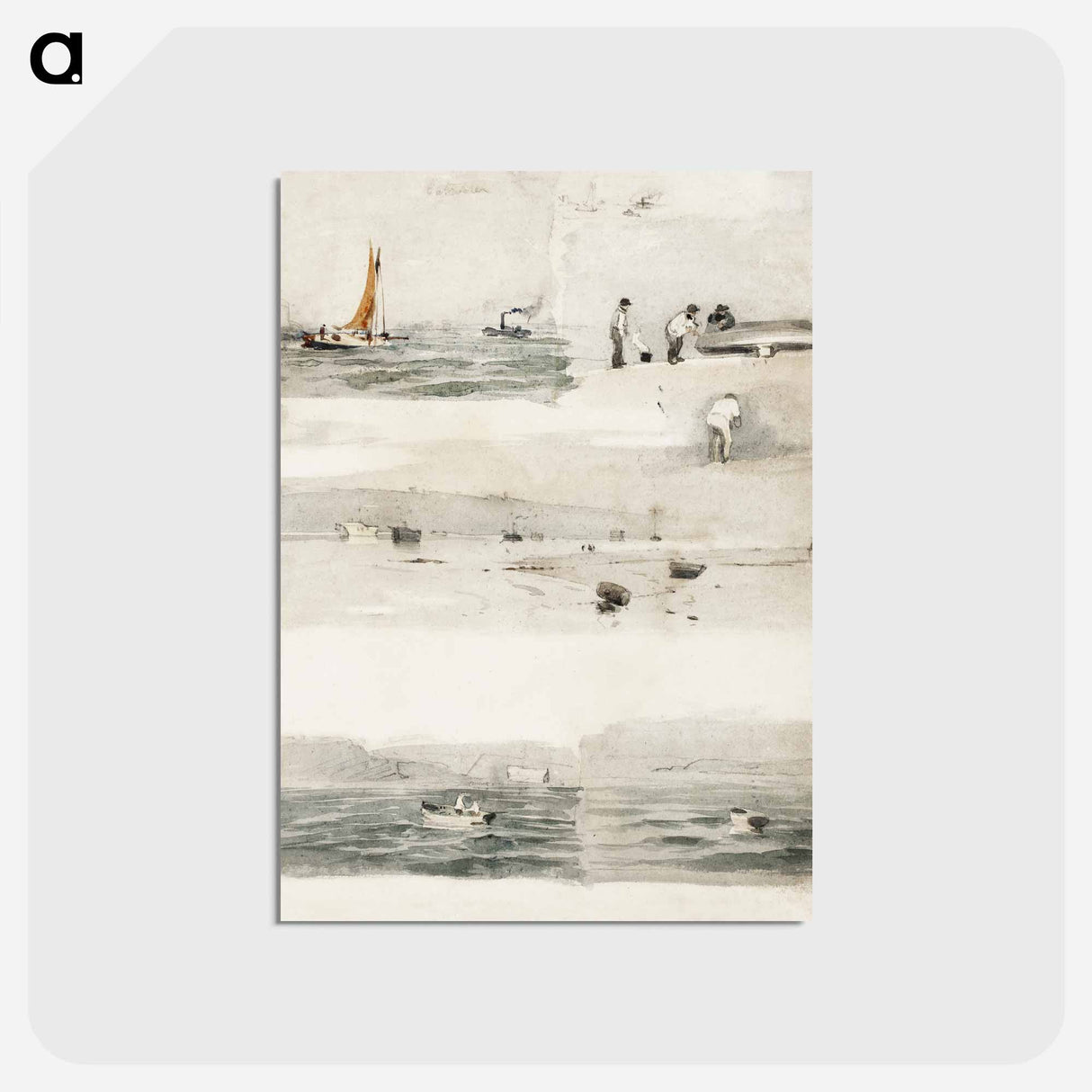 アートポストカード-Sketches of Marine Scenes - エドゥアール マネ Postcard.