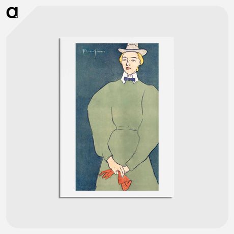 アートポストカード-Woman holding gloves - エドワード ペンフィールド Postcard.
