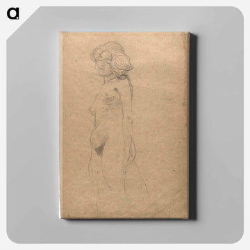 Standing female nude from the back - グスタフ クリムト Canvas.