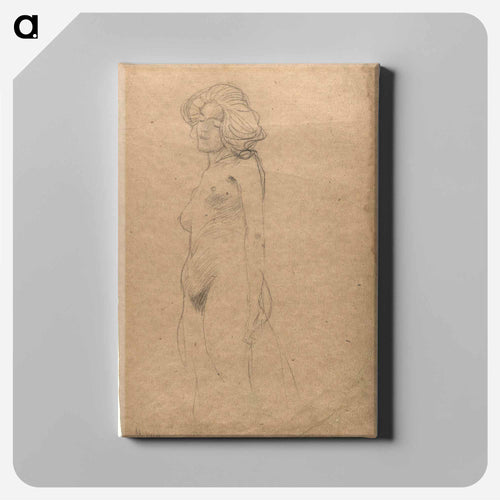 Standing female nude from the back - グスタフ クリムト Canvas.