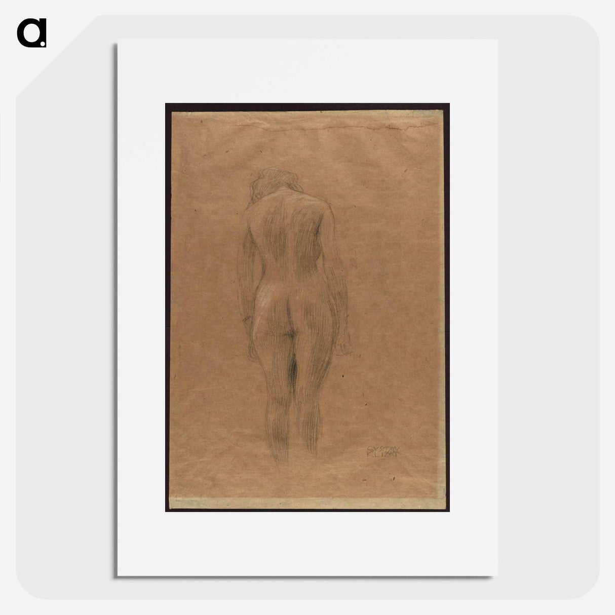 Standing female nude from the back - グスタフ クリムト Poster.