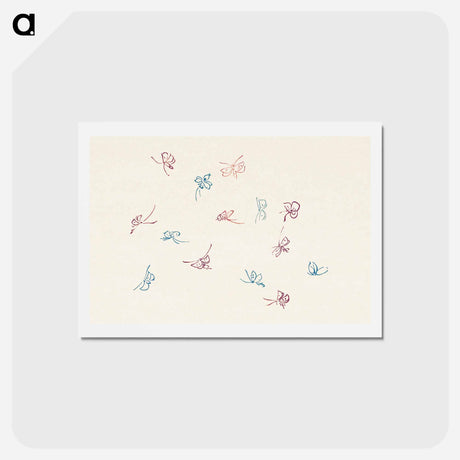 アートポストカード-Vintage butterfly - 神坂 雪佳 Postcard.