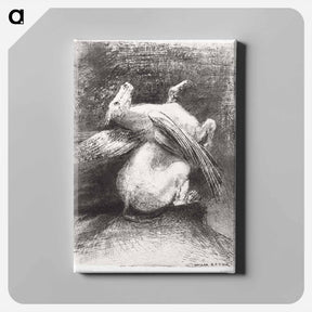 アートパネル-The Impotent Wing Did Not Lift the Animal Into That Black Space - オディロン ルドン Canvas.